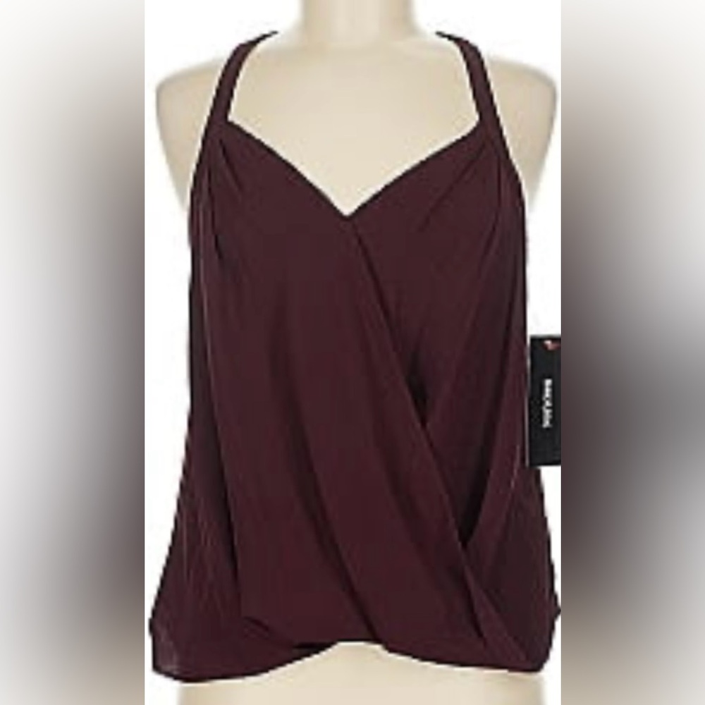 NAKED ZEBRA Halter Cross Front Blouse Bordeaux Wine Small NWT